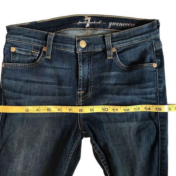 7 For All Mankind Gwenevere Blue Dark Denim Skinny Jeans Stretch BOHO Sz 26 SFAM - Picture 10 of 11
